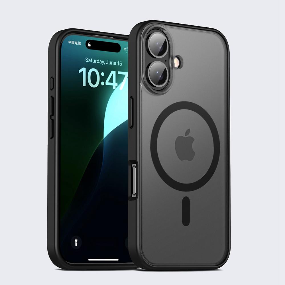KEYSION Матовый чехол для MagSafe для iPhone 16 Plus 15 Silicone+PC Прозрачный противоударный чехол для iPhone 15 16 Plus