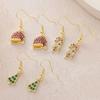 18K Gold-Plated Christmas Earrings: Snowman, Snowflake, Tree & Hat Studs