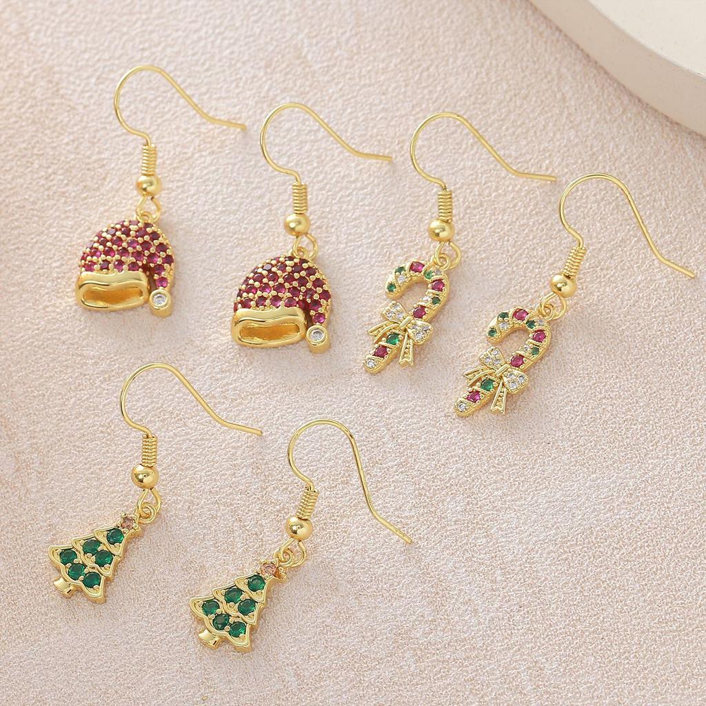 18K Gold-Plated Christmas Earrings: Snowman, Snowflake, Tree & Hat Studs