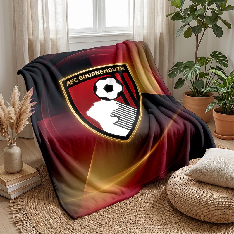 Bournemouth Football Print Flannel Blanket, Soft Warm Lightweight Throw Blanket for Sofa Bed Camping