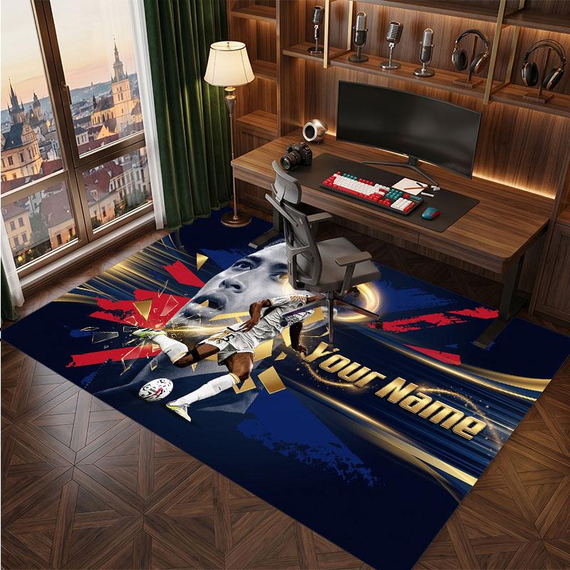Jude Bellingham Custom Crystal Velvet Rug, Personalized Name Text Print, Football Logo Soft Non‑Slip Floor Mat Home Decor Gift