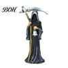 Gothic Seasonal Decor Grim Reaper Statue, Resin Hooded Figurine, Spooky Tabletop Ornament Table Decoration with Sickle And Bell Design for Home Office