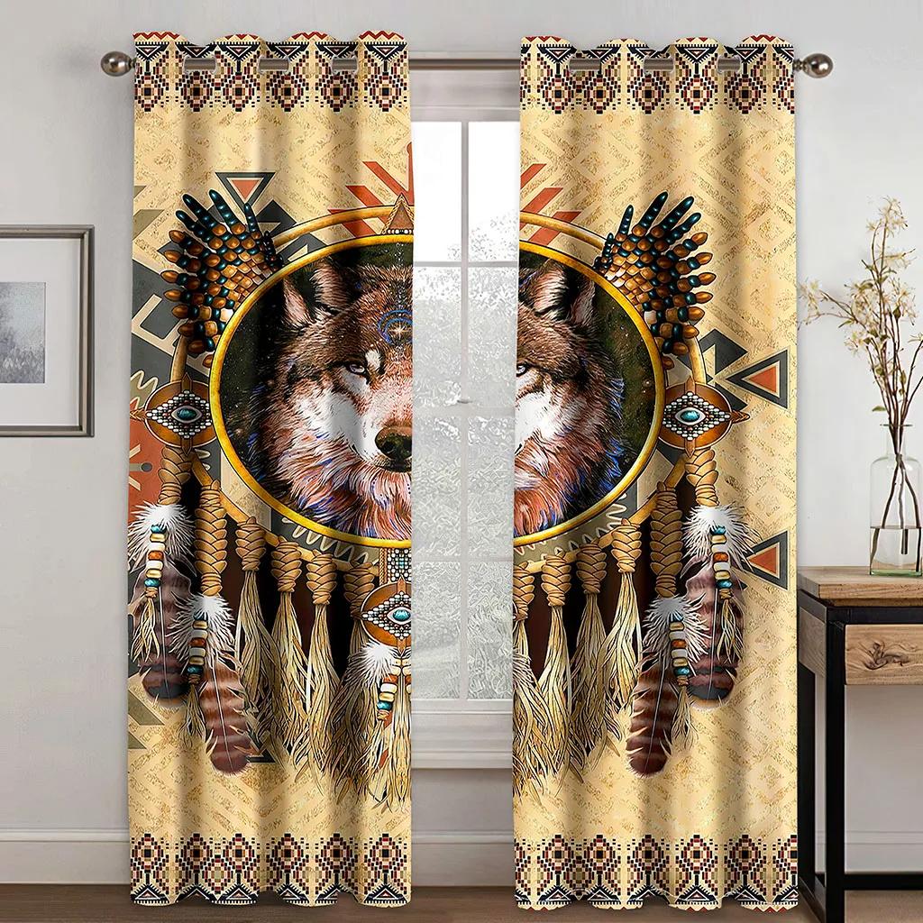 Boho Animal Wolf Dreamcatcher High Shadowing Warming Wars для гостиной, спальни, оконная драпировка, декоративная многоцветная затемняющая штора