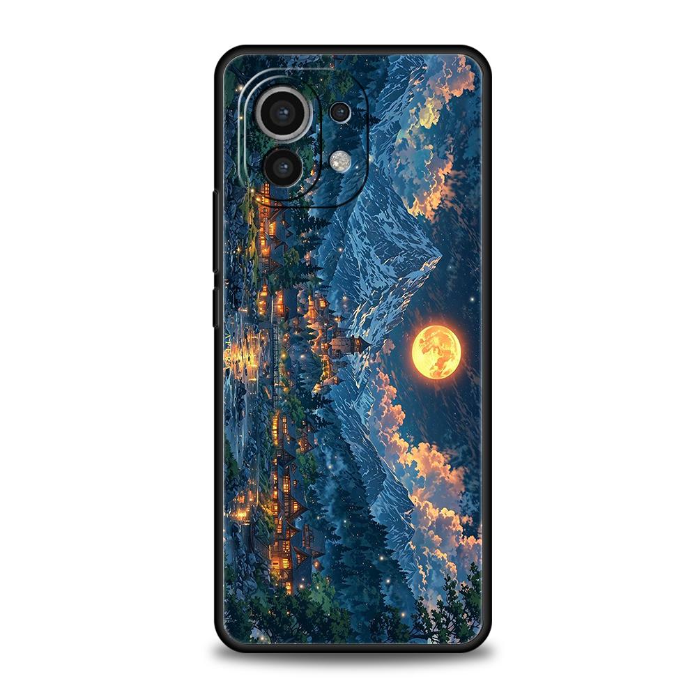 Чехол для телефона для Xiaomi Poco F7 F6 F5 F4 F3 X7 X6 X5 X4 X3 NFC M4 C51 C55 GT Pro 5G Мягкий ТПУ Пейзаж Китайской Архитектуры