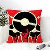 Simple Stylish Music Record Design Pillow Case Cotton Linen Fabric Square Zipper Pillowcase Home Decorative Living Room