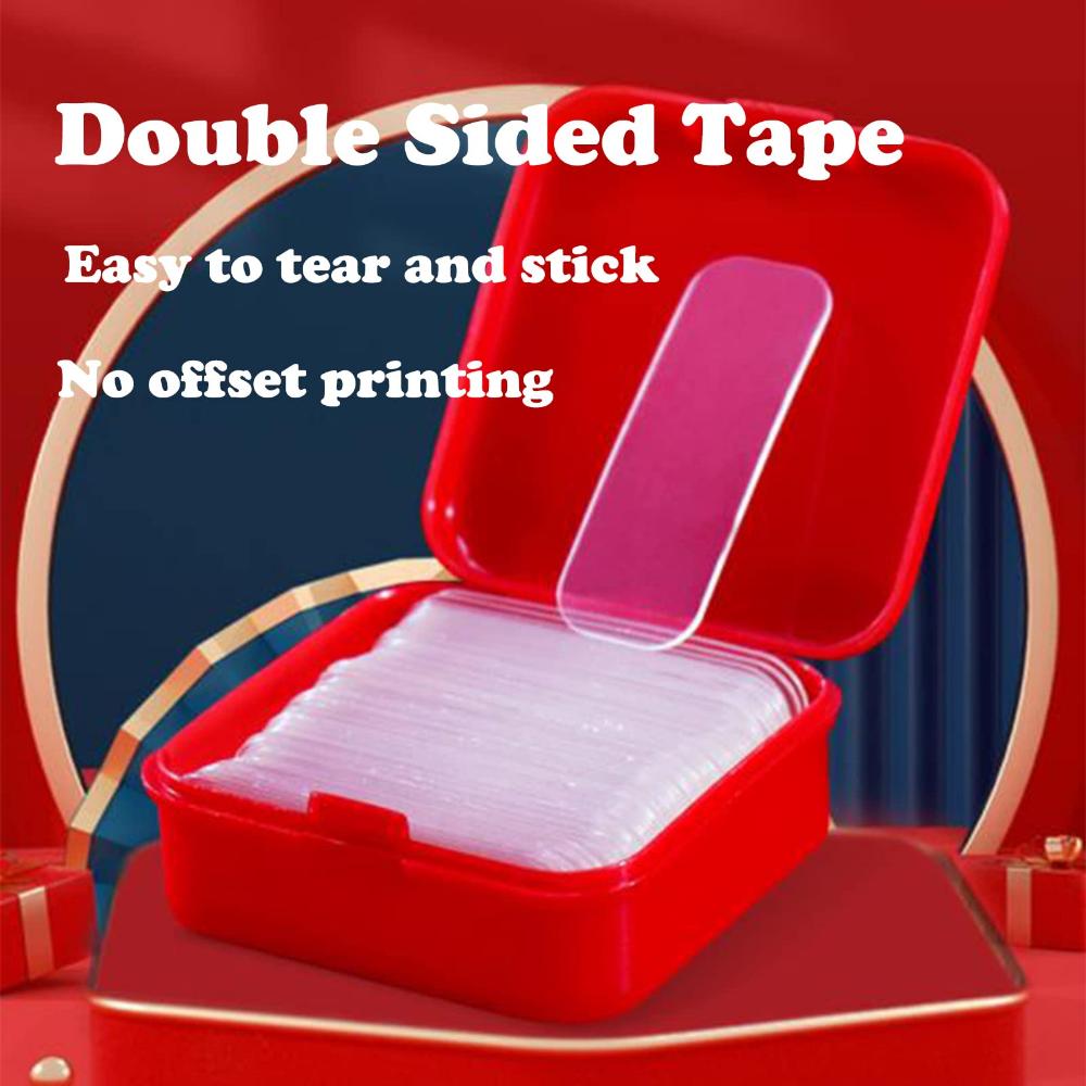 Reusable Multifunctional Double Sided Adhesive Tape, 60Pcs Double Sided Mounting Strong Sticky Wall Strips Transparent Tape Without Cropping