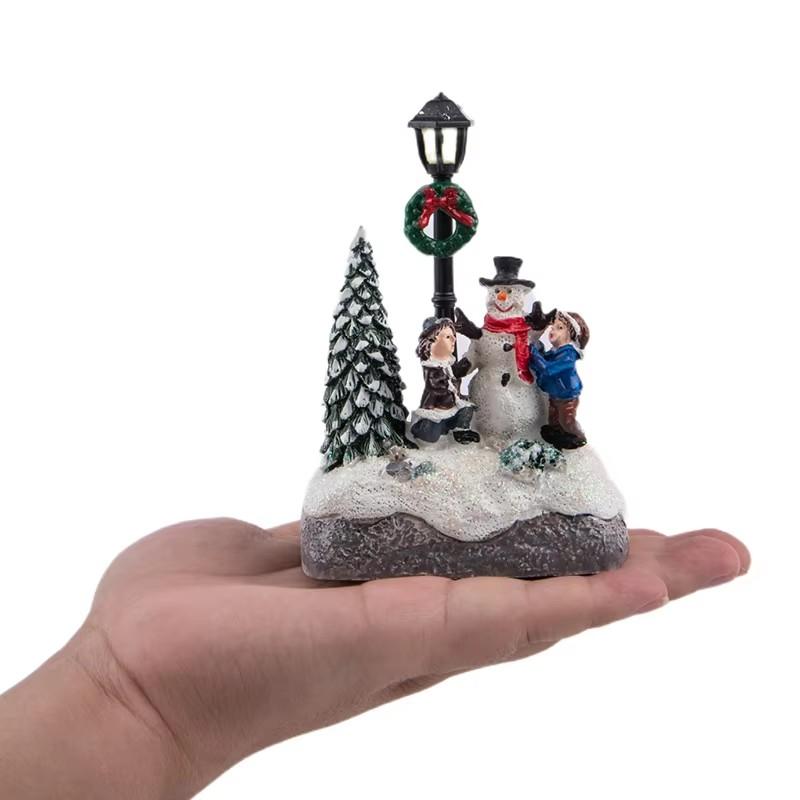 Christmas LED Lighted House Tabletop Centerpieces Village Scene Decoration Gift Resin House Small Ornaments Christmas Gifts
