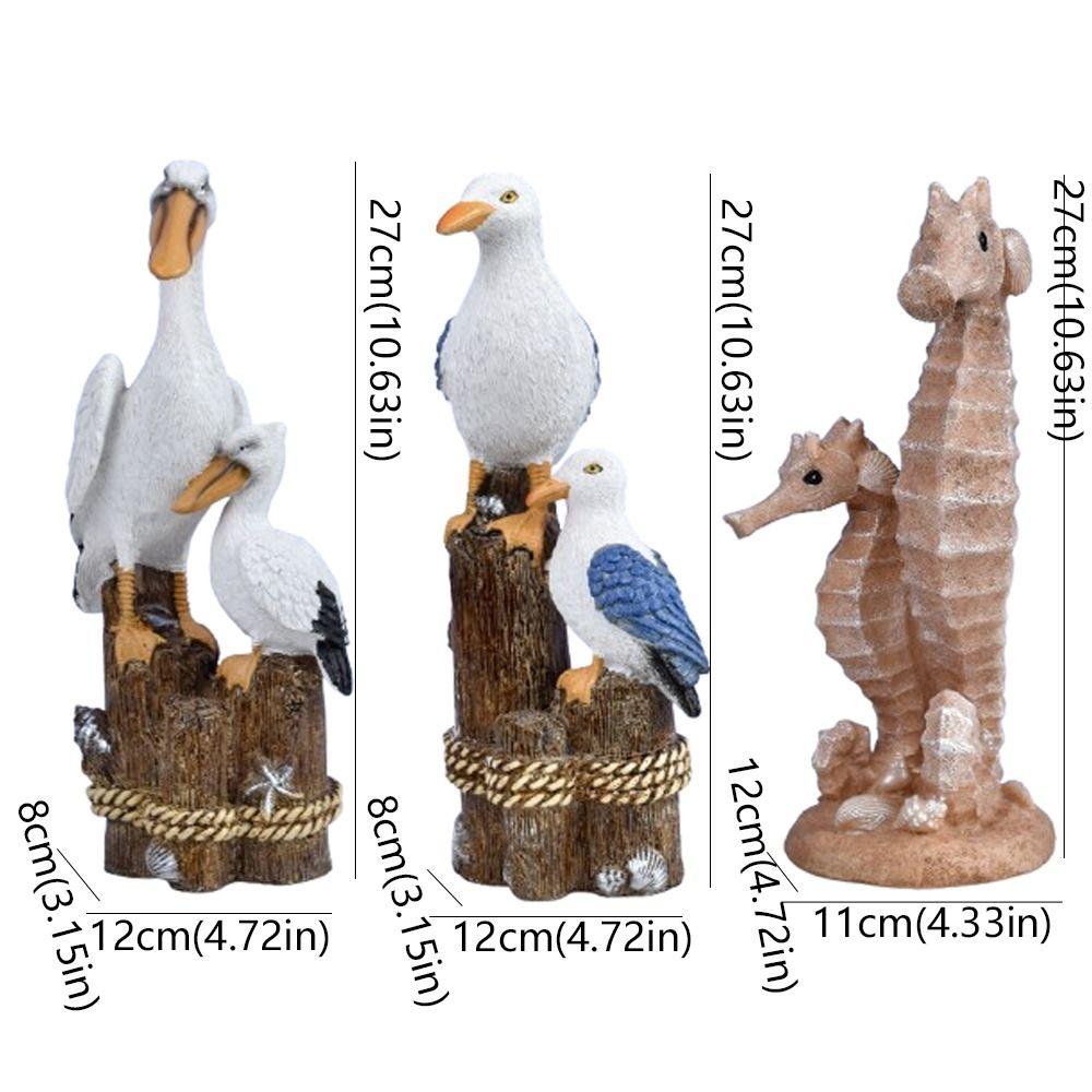 Waterproof Resin Seagull Figurine Handmade Small Sea Bird Statue Children's Room