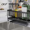 Drainage Rack for Kitchen Sink Caddy Organizer with Drain Tray, Durable Carbon Steel Sponge Holder, Detachable Space Saving Dishwashing Brushes