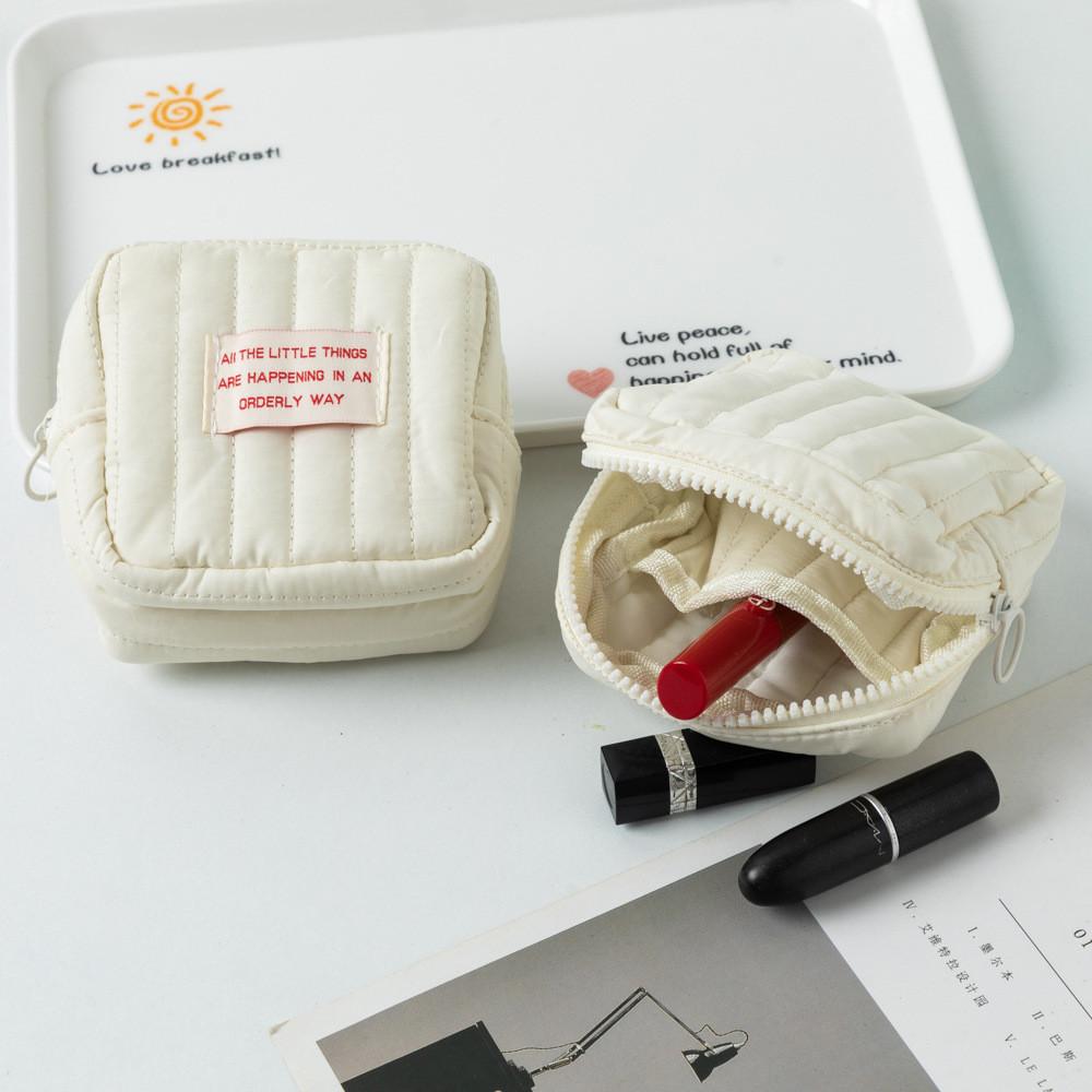 Simple Cotton Small Cosmetic Organizer With Sewing Accents For Girls And Teens