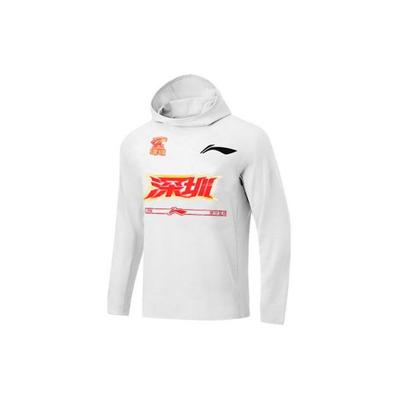 Футболка Li Ning Elite Series 23-24 Season Shenzhen Marco Polo Team с капюшоном, мягкая, удобная, однотонная, с длинным рукавом, реглан, мужские топы ATLT189-2
