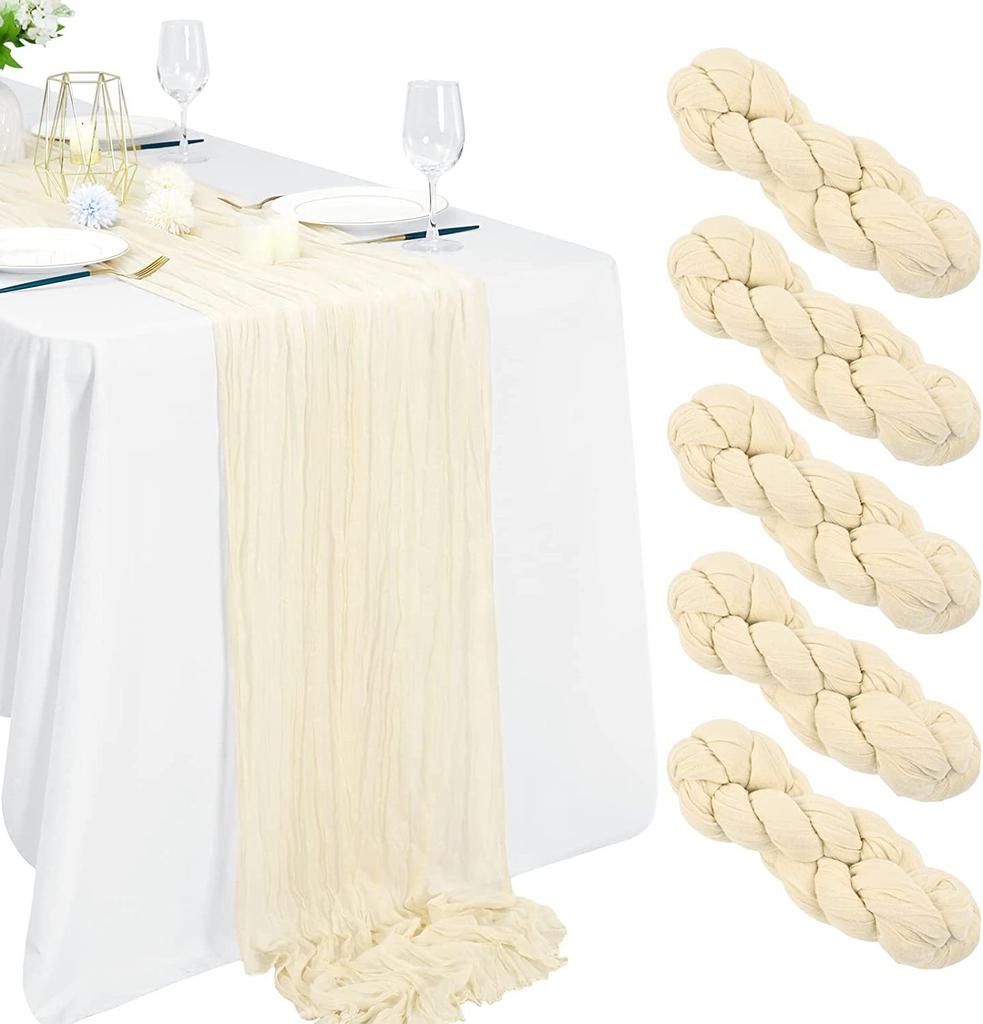 20/10/6Pcs Voile Wedding Decorations Table Runner Rustic Boho Gauze Crepe for Home Birthday Christmas Holiday Bridal Shower