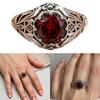 Унисекс кольцо из сплава с красным камнем в готическом стиле, винтажная бижутерия для повседневной носки или торжественных мероприятий, размер 7