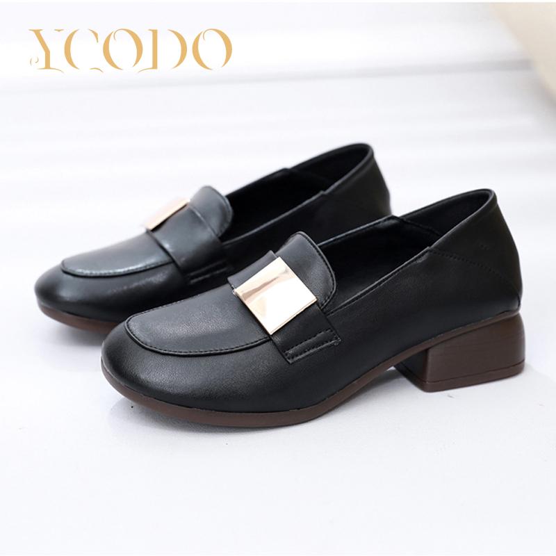 Женские туфли на каблуке из натуральной кожи весной и осенью с удобными лоферами, повседневные лоферы для студенток