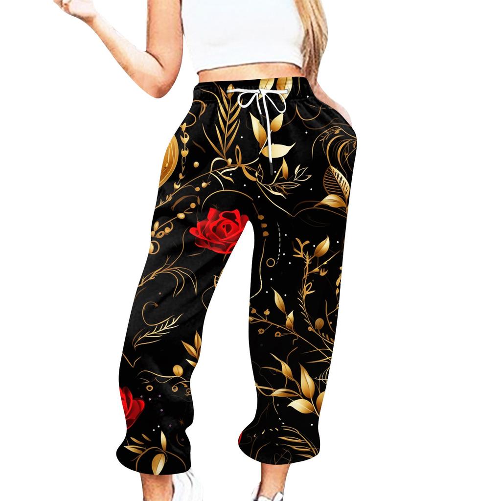 Women's Valentine's Day Print Casual Drawstring Elasticated Waist Drawstring Pants