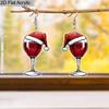 1 пара креативных рождественских серег-подвесок в виде бокалов для красного вина для женщин, модные акриловые серьги, рождественские серьги, праздничные серьги, праздничные подарки