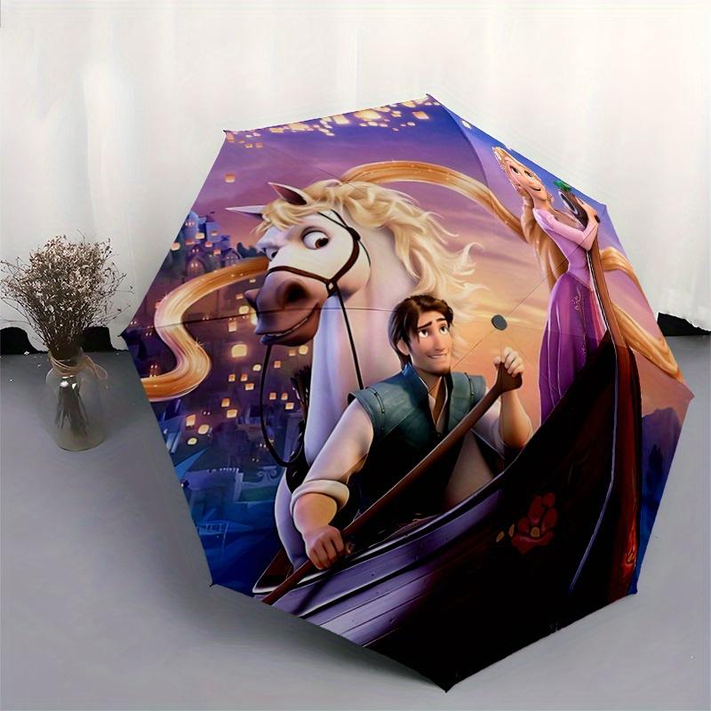 1pc Tangled Rapunzel's Long Hair Umbrella: Auto-Open Close, Portable 3-Fold Design, 8-Bone Iron Frame, Outdoor Umbrella, Festival Gift for F