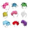 Elegant Feather Flower Headband High Skull Hairband 20S Flapper Hairhoop for Female Teaparty Hair Shaping Accessory