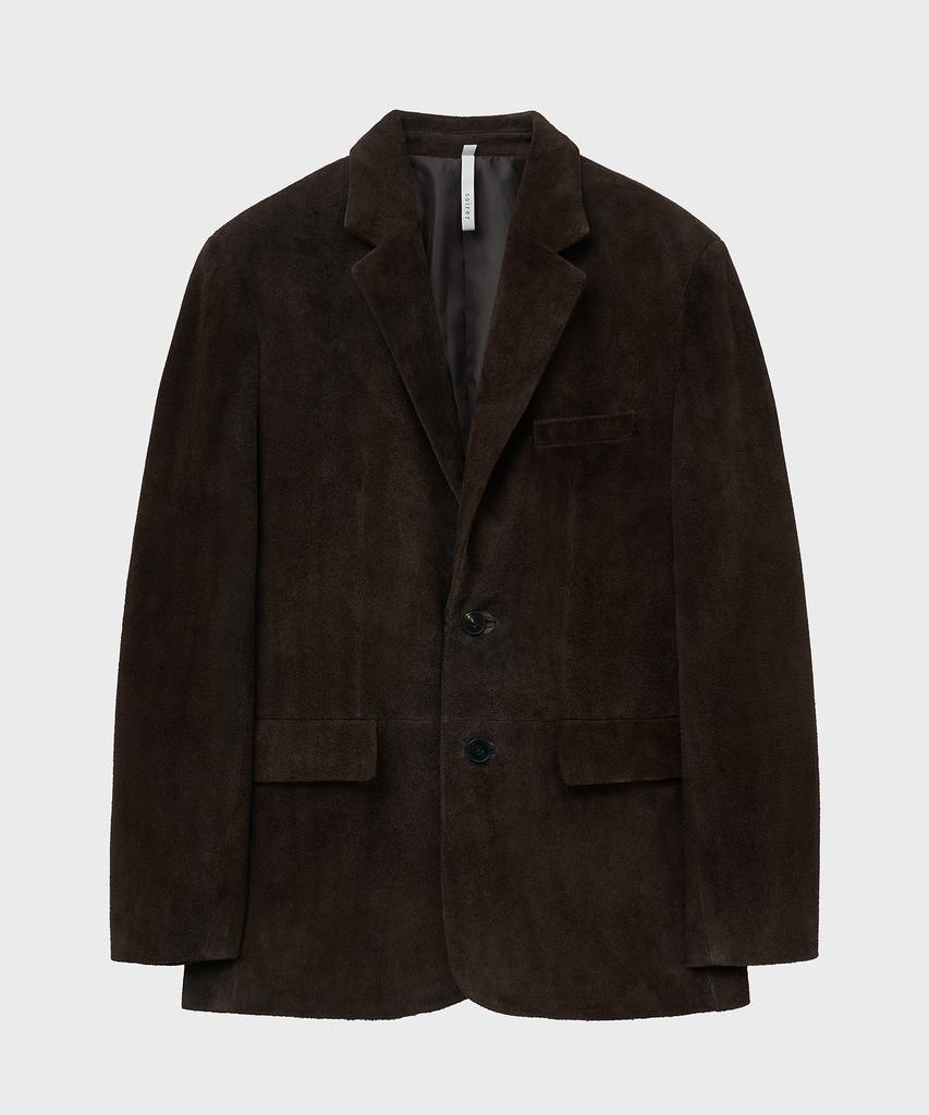 Noirer Nubuck Suede Tailored Jacket (Deep Brown)
