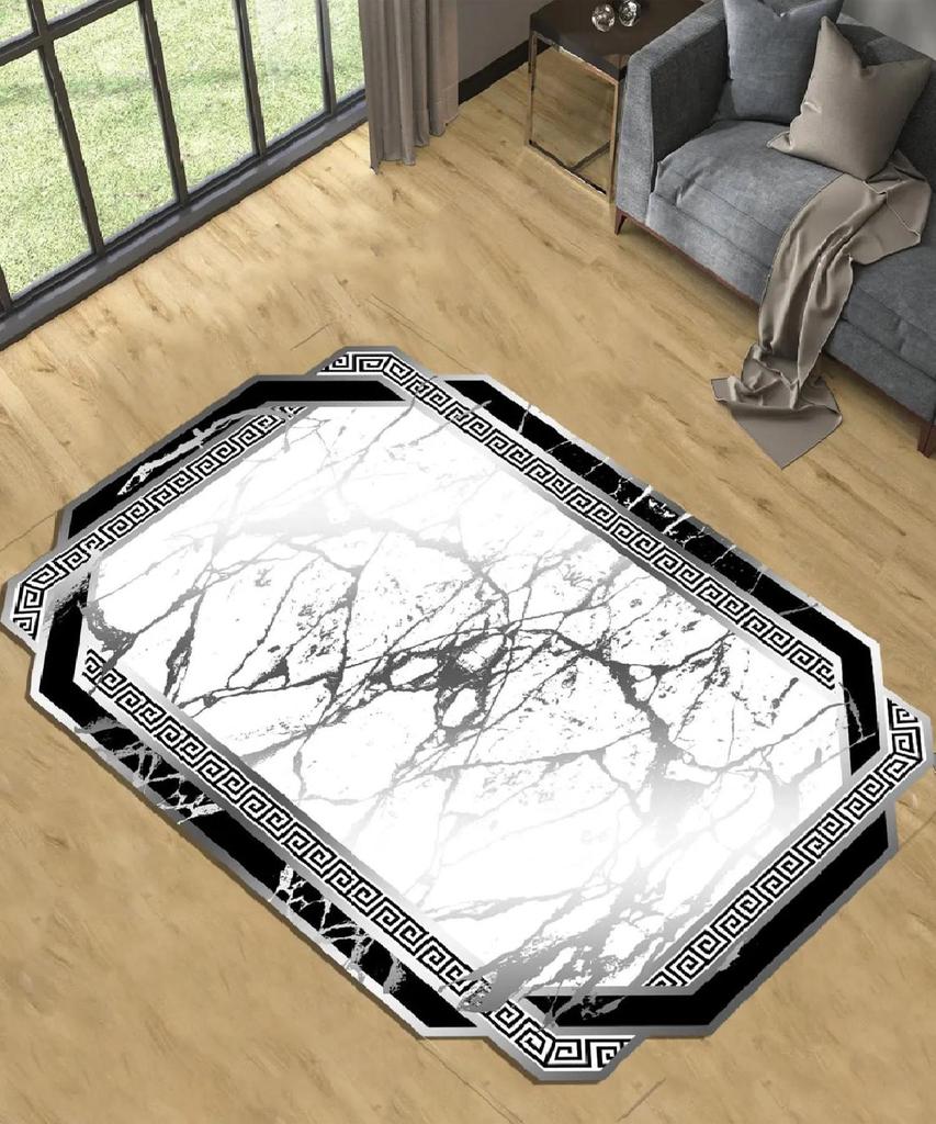EPeddler Home Современный золотой серебряный мраморный узор Цифровая печать Моющаяся нескользящая кожаная основа Новое поколение Ковер для кухни, гостиной и спальни