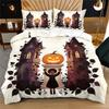 Gothic Halloween Duvet Cover Set Vintage Pumpkin Rose Bat Moon Print Bedding Set Fashion Quilt Cover Set Bedroom Home Decor Gift