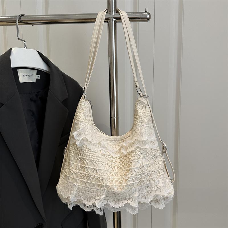 Мода 2025 новая сумка-тоут летний отдых отпуск фея кружево сетка подмышечная плечевая сумка-сатчел женская сумка