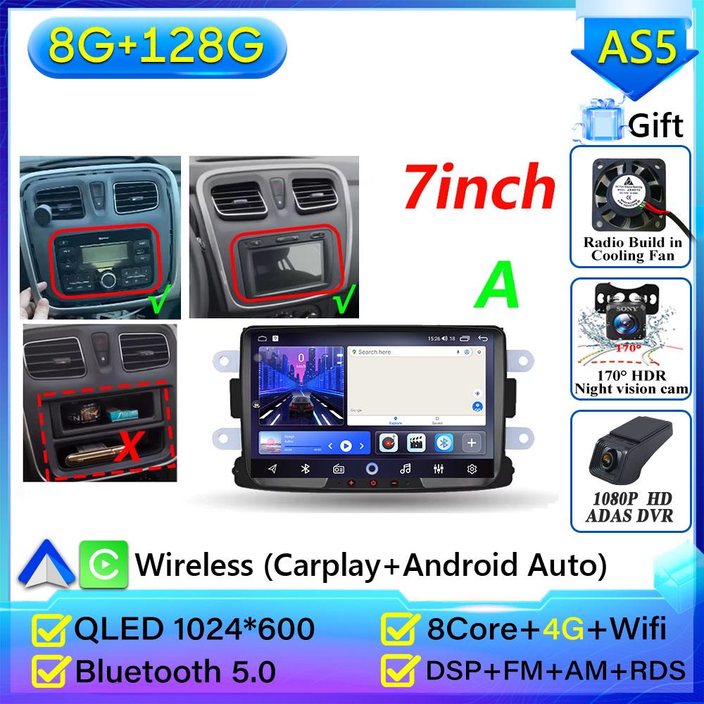 Autoradio pour Renault Dacia LOGAN Sandero Duster Lodgy Lada Xray Captur Dokker GPS Navigation Android Auto Carplay WiFi Pas de 2din