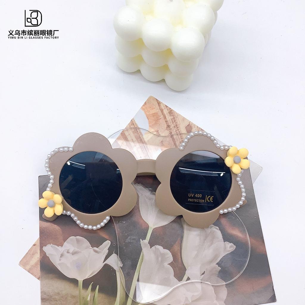 Vintage Diy Children'S Sunglasses Flower Cute Boys And Girls Sunglasses Travel Sun Protection Uv Protection Glasses
