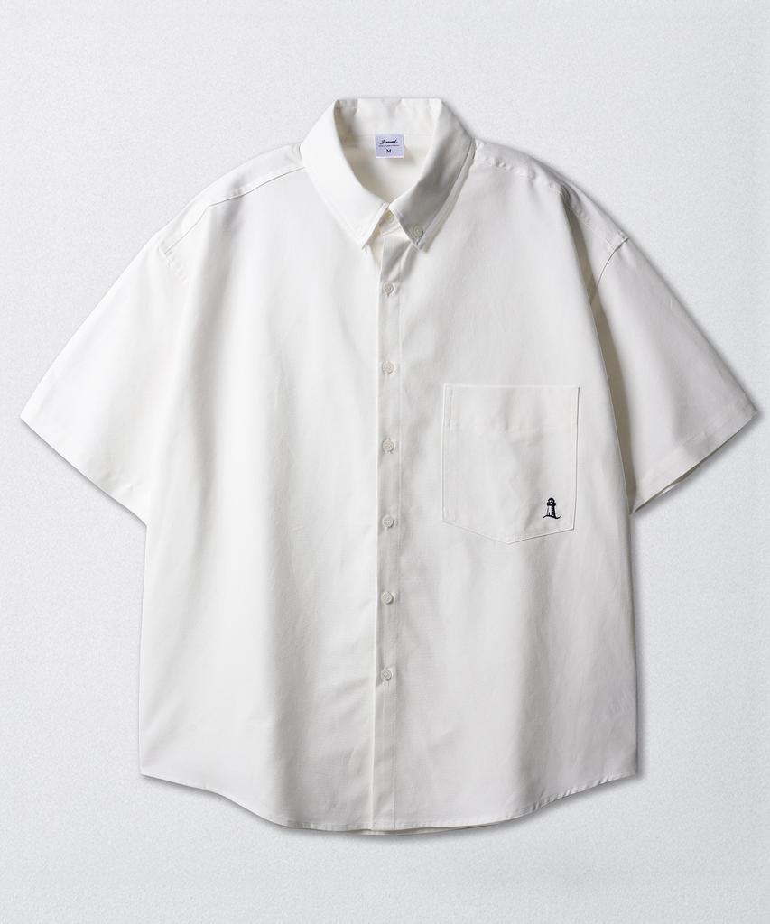 JEMUT Sleek Bd Oxford Short Sleeve Shirt Ivory Kjss2638
