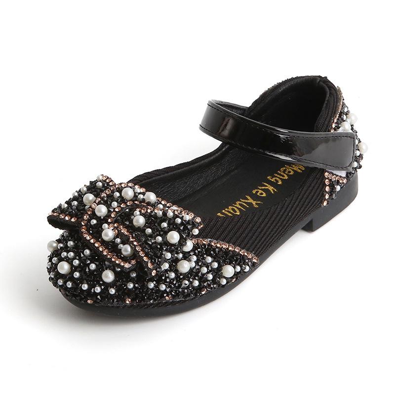 Girls' Rhinestone Princess Bow Shoes for Spring/Autumn 2026 - Perfect for Dance and Performances