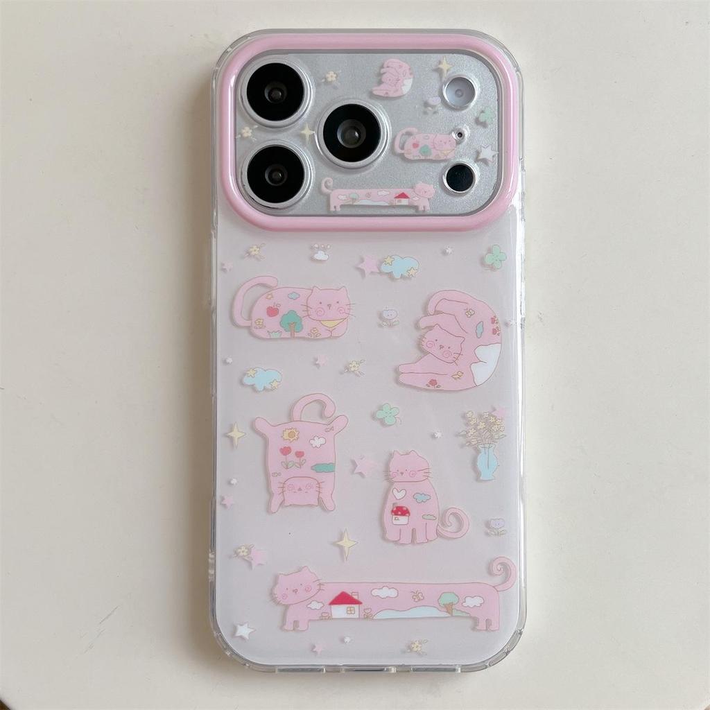 Cartoon Star Cat Double Layer Anti-Fall Case for iPhone 15/16/17 PROMAX