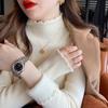 New Autumn and Winter Semi-turtleneck Integrated Fleece Knitted Sweater for Women with Warm Backing Sweater and Fleece Thickened Top