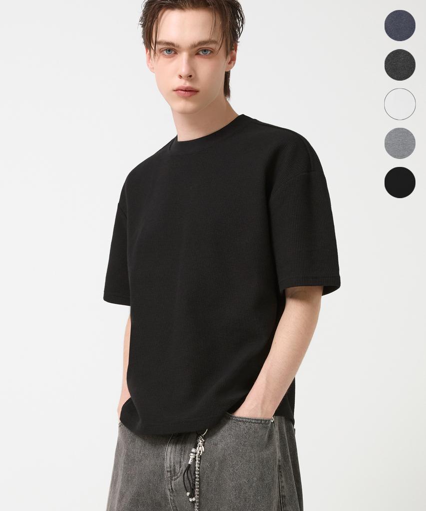 TRILLION Essential Waffle Crop Short Sleeve Tee_5 Colors (Type B)