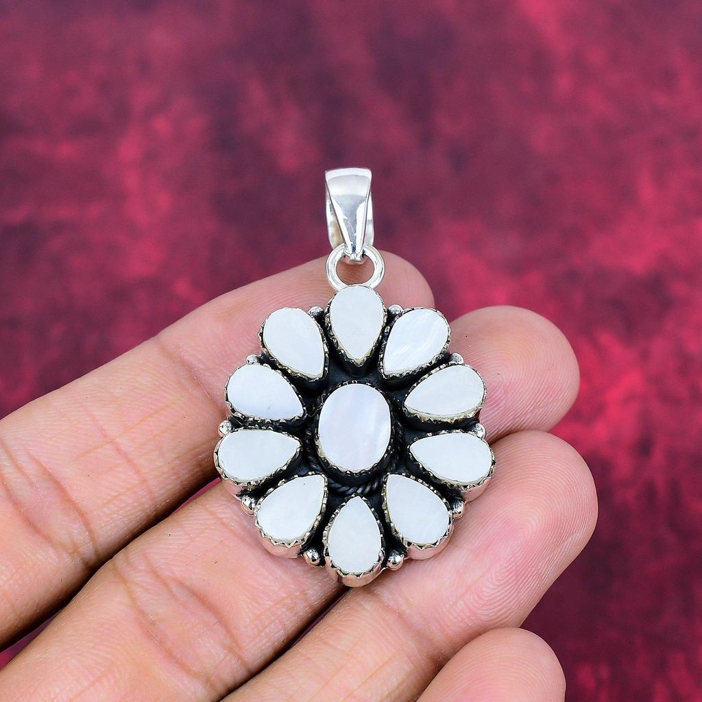 Подвеска из перламутра, подвеска из настоящего драгоценного камня, подвеска из цельного серебра 925 пробы, ювелирное изделие ручной работы, подарок на годовщину