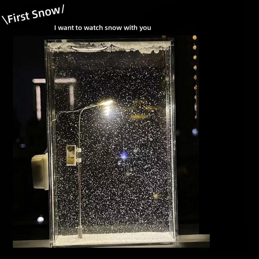 Волшебный снежный пейзаж Ночные огни Маленький уличный светильник ручной работы Настольный рождественский декор L5F3