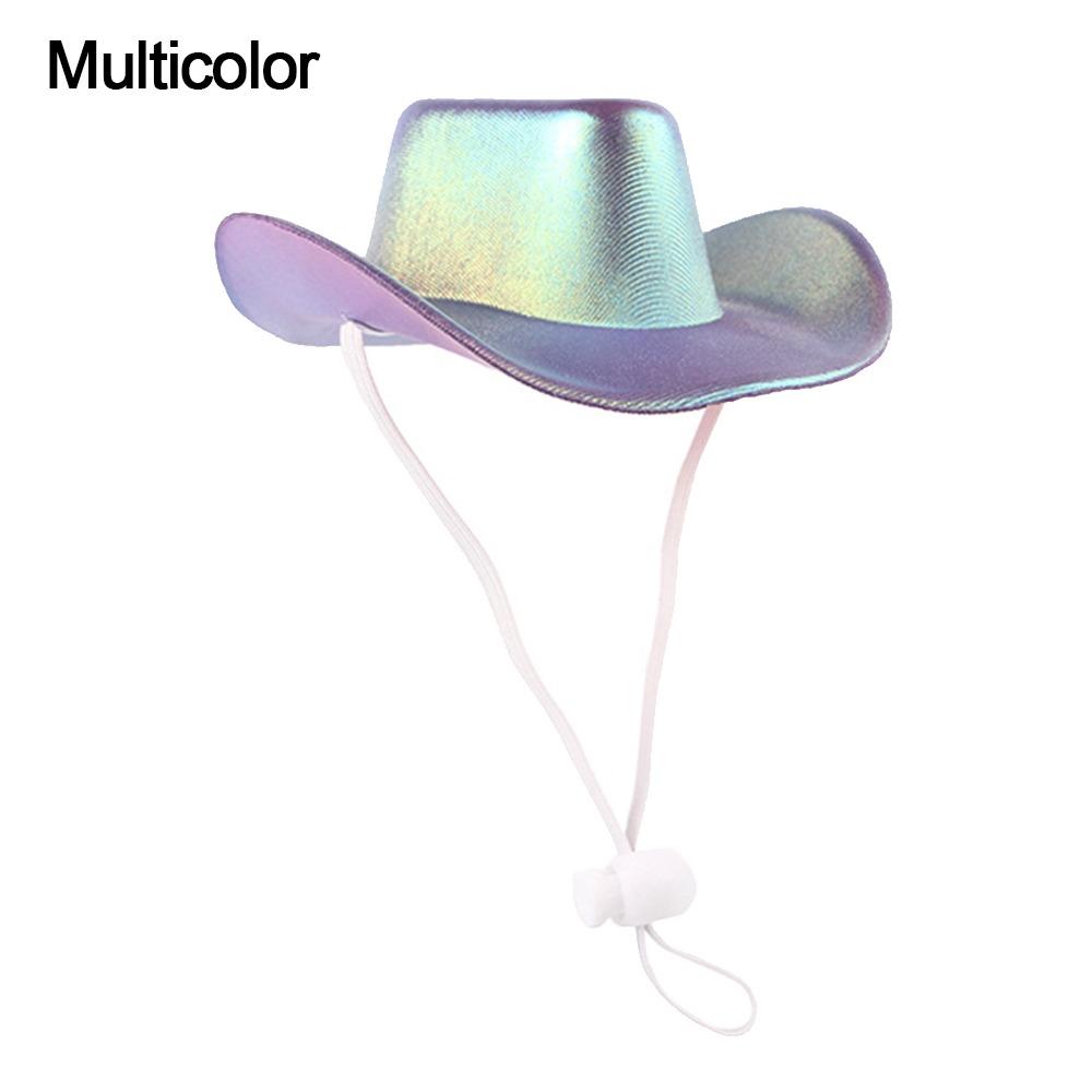 Регулируемая ковбойская шляпа для питомца, блестящая кепка для защиты от солнца, прочная шляпа-козырек для кошки, костюм для питомца