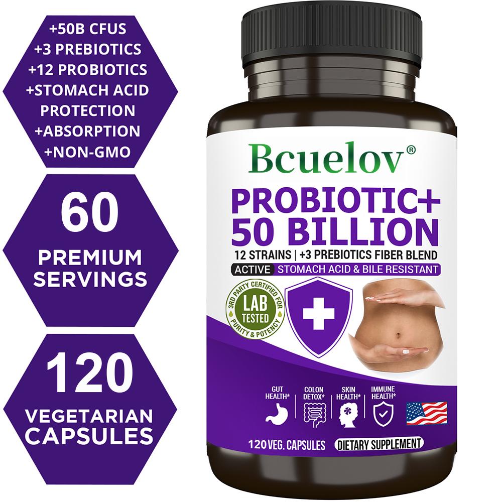 Probiotic, Prebiotics, Digestive Health Supplements, 120 Capsules