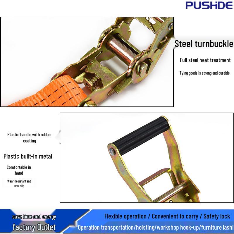 Ремень-стяжка с трещоткой без крюков для буксировки, крепления на открытом воздухе и спасения автомобиля