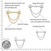 Right Grand ASTM F136 Titanium Threadless Push Pin Nipple Shield Ring with Double Chain Dangle 14G Barbell Piercing Jewelry