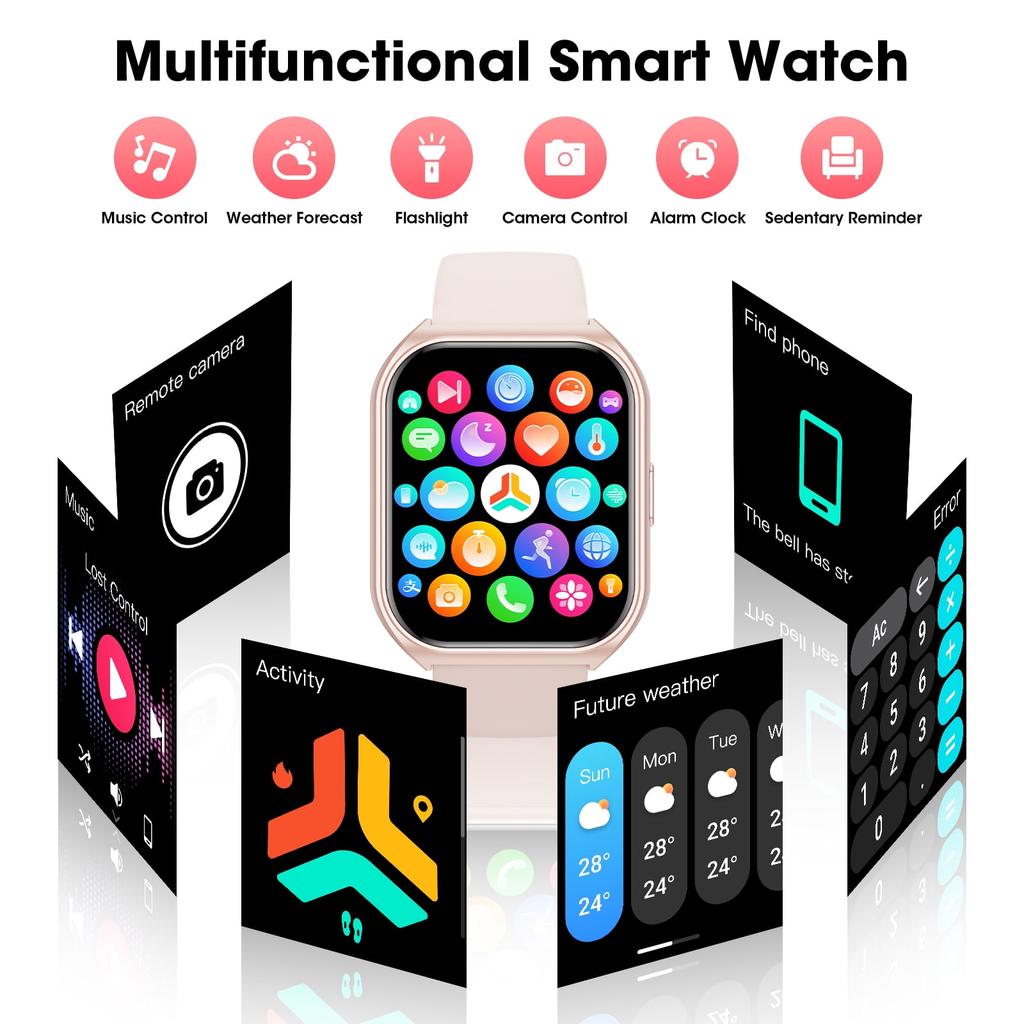 2025 New 1.85-inch Men Women's Smartwatch with Answer/100 Sports Modes/Message Reminder, IP67 Waterproof Fitness Tracker for Android Iphone Devices