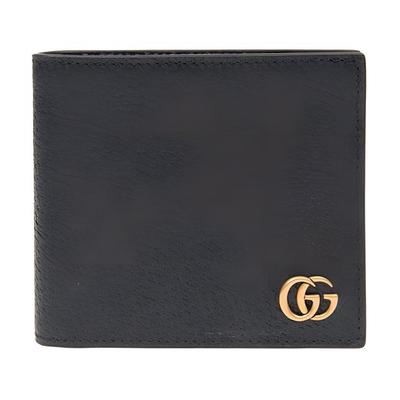 GG Marmont Кошелек из кожи с логотипом, короткий, складной, мужской, черный 428739-DJ20T-1000