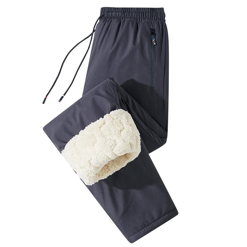 2024 Мужские зимние брюки из ягненка, мужские шерстяные утолщенные теплые спортивные брюки, мужские новые повседневные брюки для бега на шнурке, мужские брюки