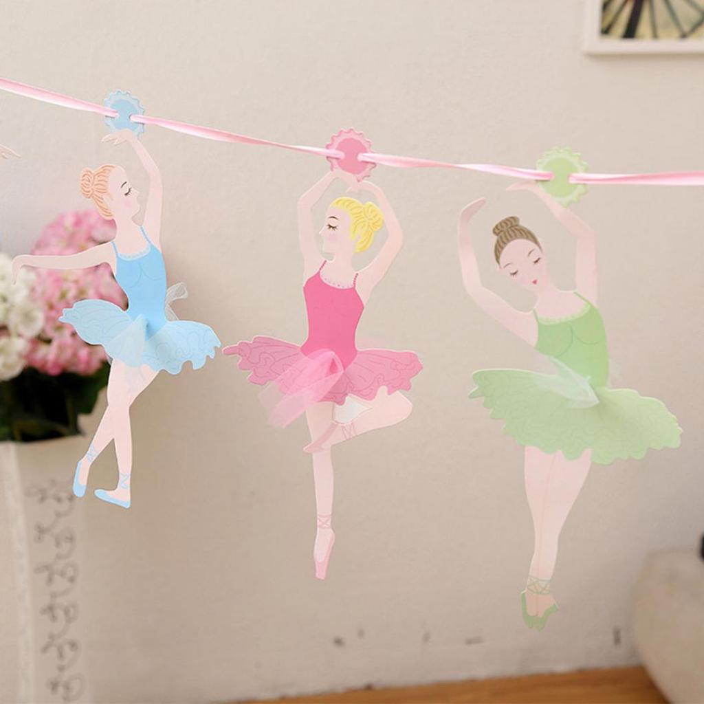 Lovely Dancing Ballet Girl Banner Hanging Bunting Kindergarten Party Decoration ADM