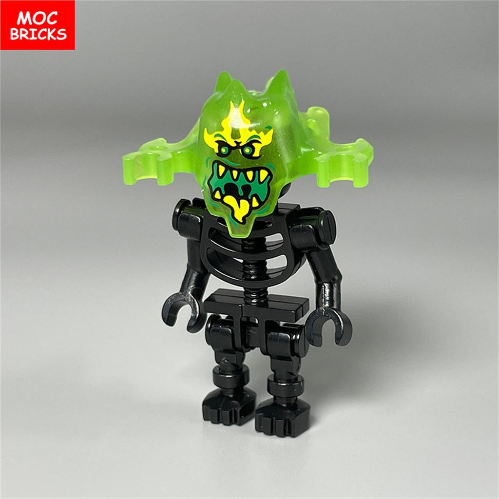Нетоксичные Moc Кирпичи Хэллоуин Светящийся Шлем Фигурка Призрак Строительные Блоки Аксессуары Подарки для Детей Детские Игрушки