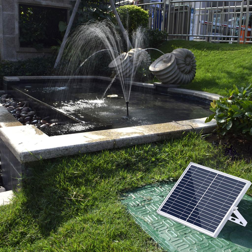 10W Solar Fountain Pump with Large Solar Panel 3 Nozzles Max. Water Height 100cm for Bird Bath Fish