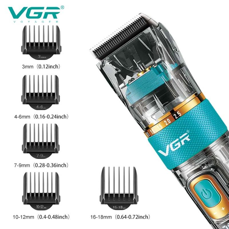 Новая VGR V-695 Профессиональная прозрачная машинка для стрижки волос с прозрачным корпусом Парикмахерская IPX7 Водонепроницаемая машинка для стрижки волос Стрижка Машинка для создания нулевой стрижки Домашняя бритва для бороды