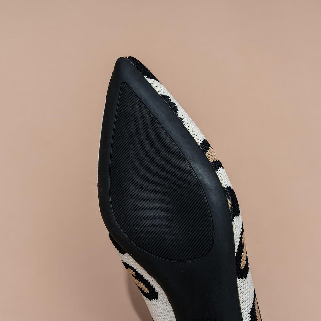 Женские туфли большого размера с острым носком на тонком каблуке, повседневные, Flyknit, с мелким вырезом, однотонные, размеры 34-43