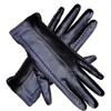 Women's Sheepskin Gloves Winter Warmth Plus Velvet Short Thin Screen Driving Female Color Leather Gloves New High-end