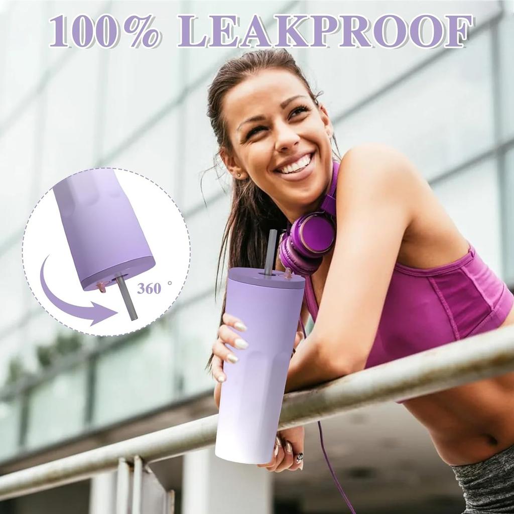 Кофейная чашка на 700 мл с соломенной кофейной чашкой с герметичной крышкой, двухслойная термос из нержавеющей стали для горячих и холодных напитков