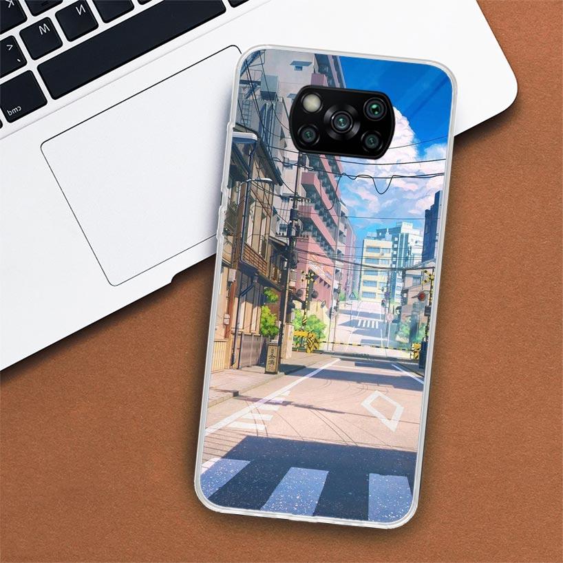 Чехол для телефона с эстетичным пейзажем аниме для Xiaomi Poco X3 Nfc X4 Gt X5 Pro M5S M4 M3 M2 F5 F4 F3 F2 F1 Mi Note 10 Fundas Shell